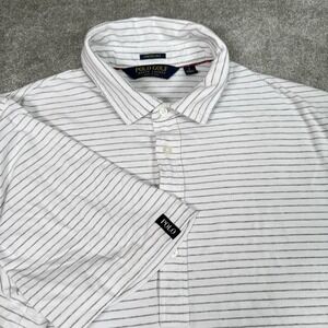 Polo Golf Ralph Lauren Polo Shirt Mens Large White Striped Stretch Lisle Stretch